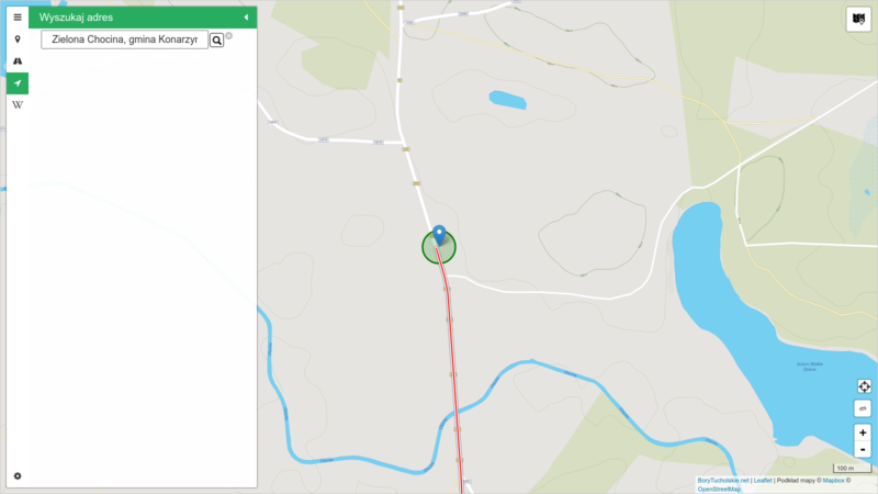 Tourism interactive web map of the Tuchola Forest area (region in Pomerania, northern Poland)