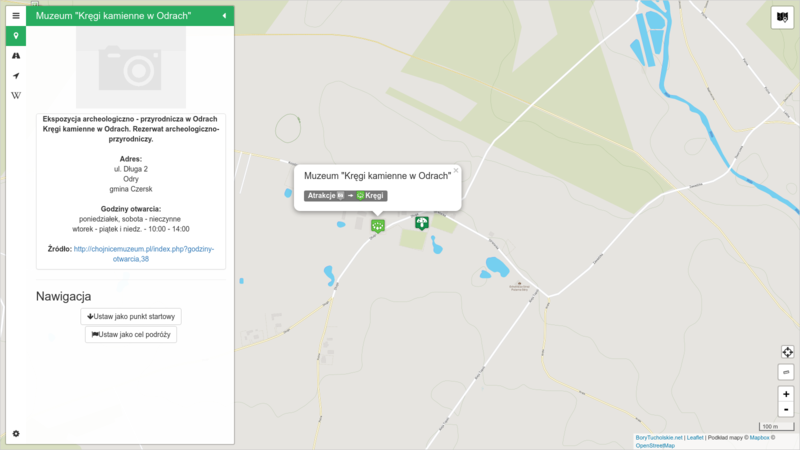 Tourism interactive web map of the Tuchola Forest area (region in Pomerania, northern Poland)